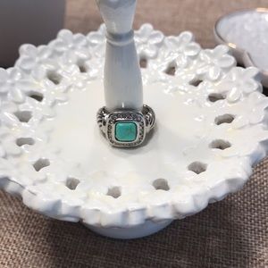 Turquoise and crystal ring. Size 6.